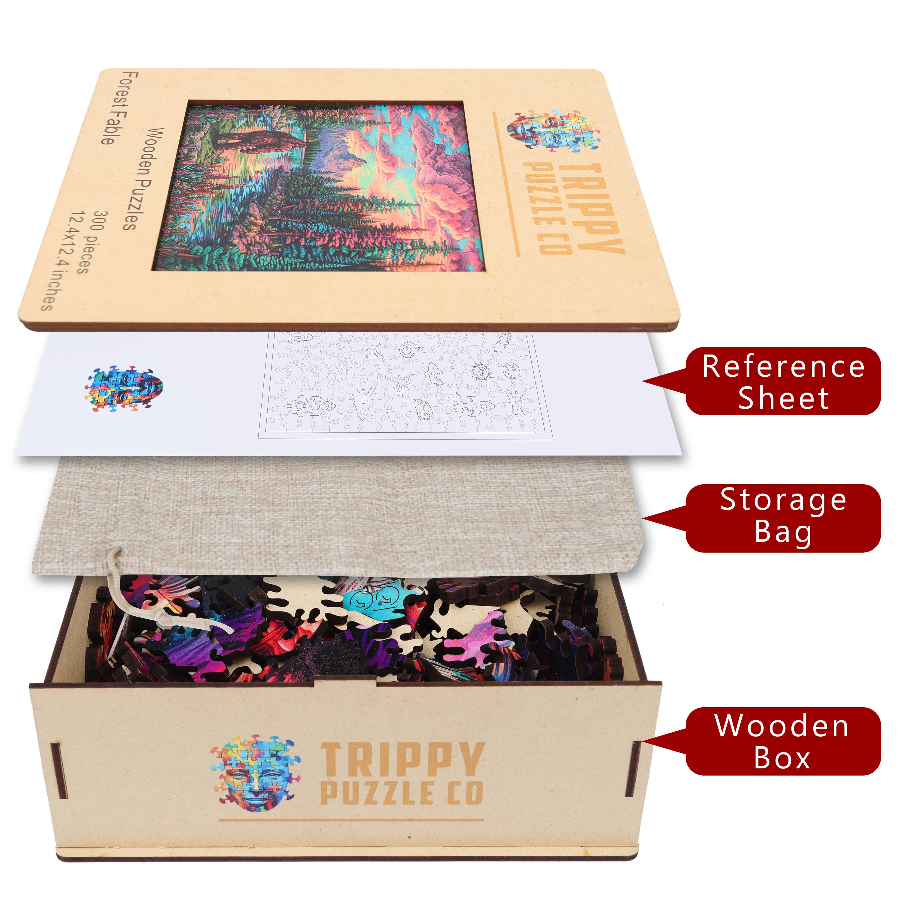 Trippy Puzzle Co - Wholesale Puzzle - Adult - Forest Fable Wooden Jigsaw Puzzle 300PC3