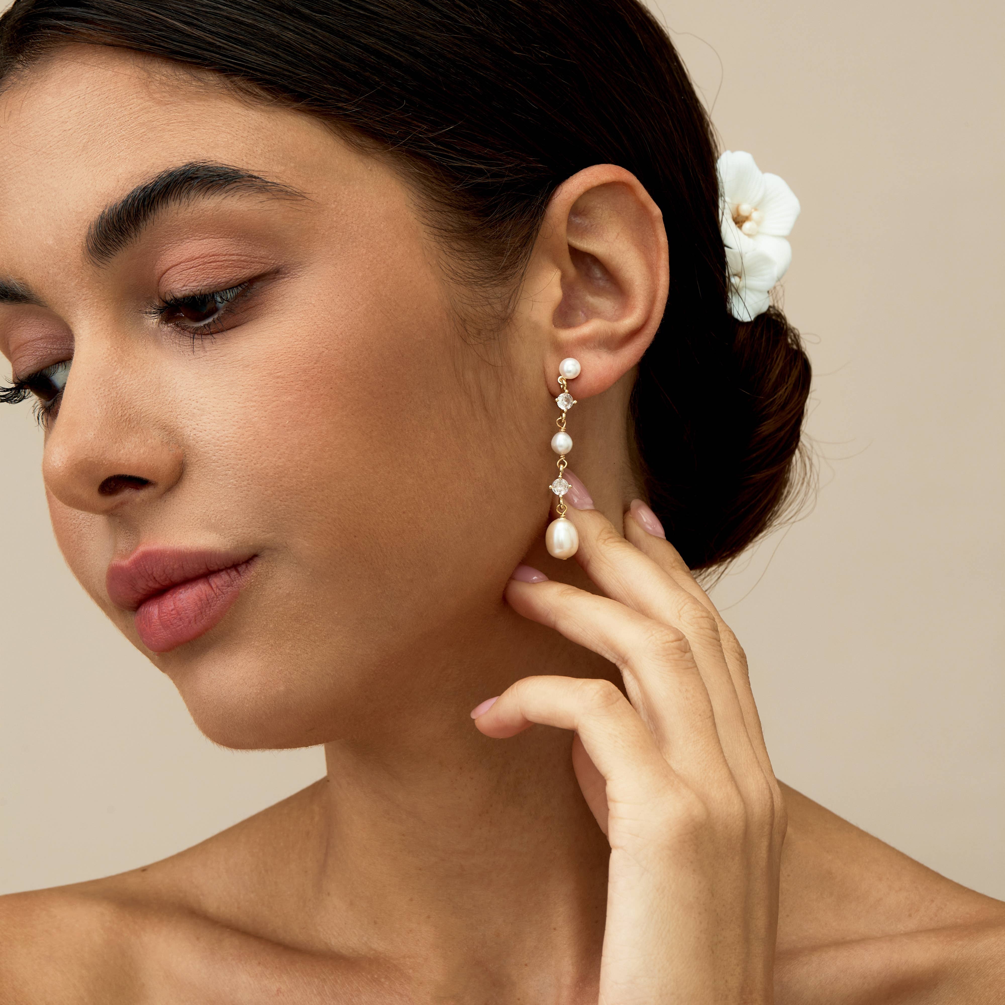 Drrtymagic - Wholesale Dangle Earrings - Natural Freshwater Pearl Earrings, Crystal Dangle Earrings2