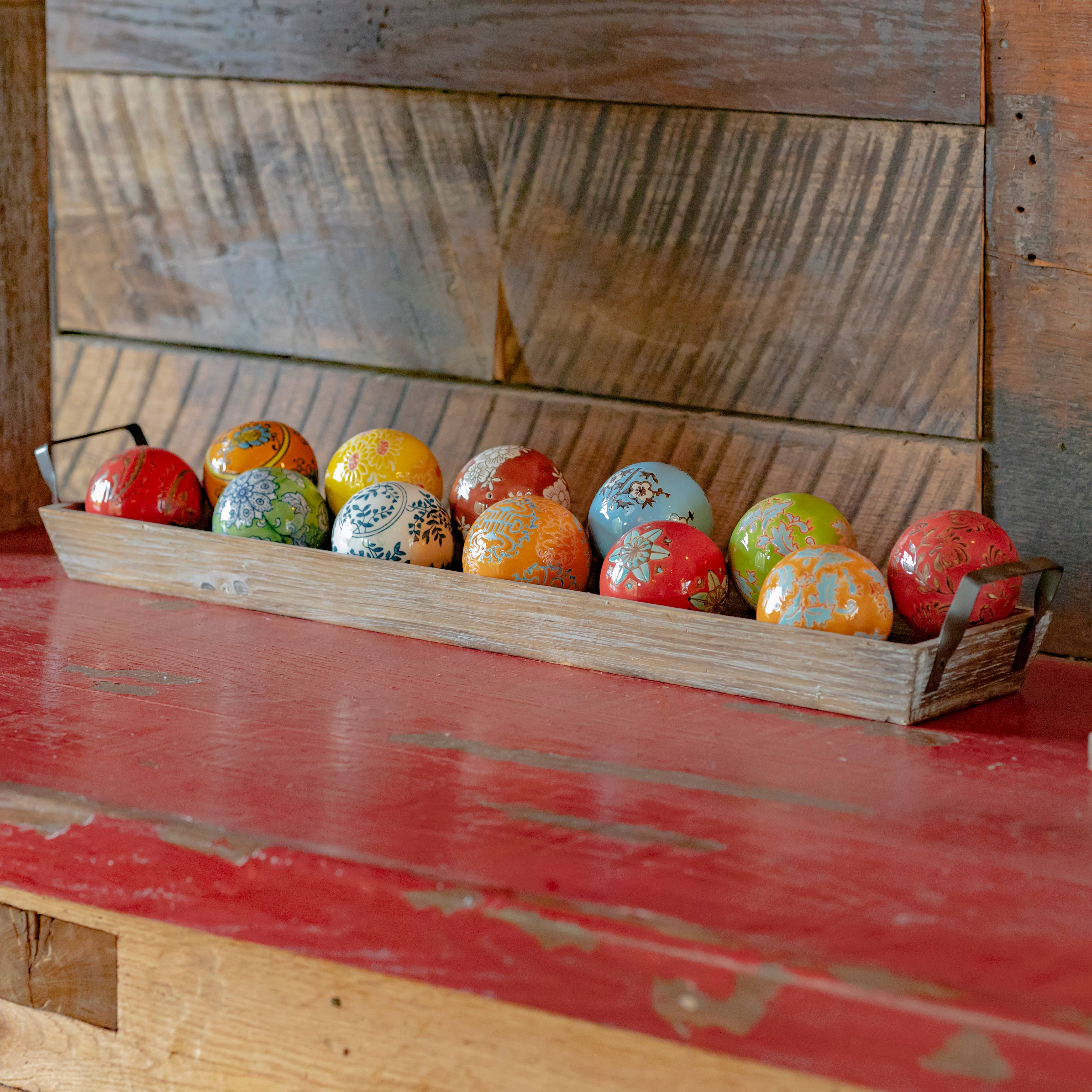 Zaer Ltd. International - Wholesale Decorative Tabletop Object - 12pc Assorted 3" Ceramic Sailor Balls Yokohama-Bright Color5