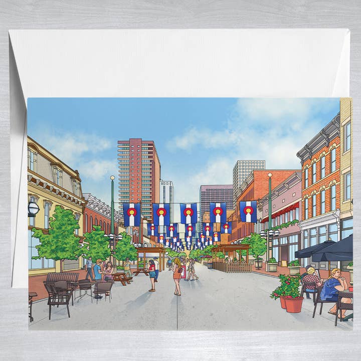 Larimer Square -Denver- Greeting Card for wholesale by Color Our Town