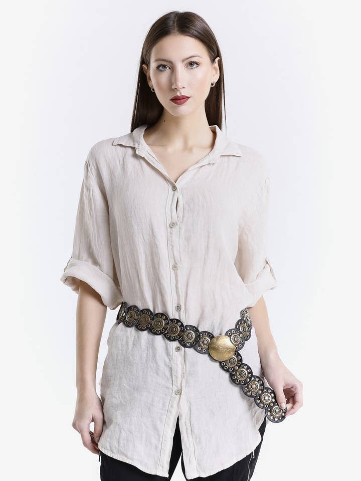 Cody Disc Belt with Gold Grommet (MBL101G) for wholesale by TINA Stephens Italy/Tees By Tina