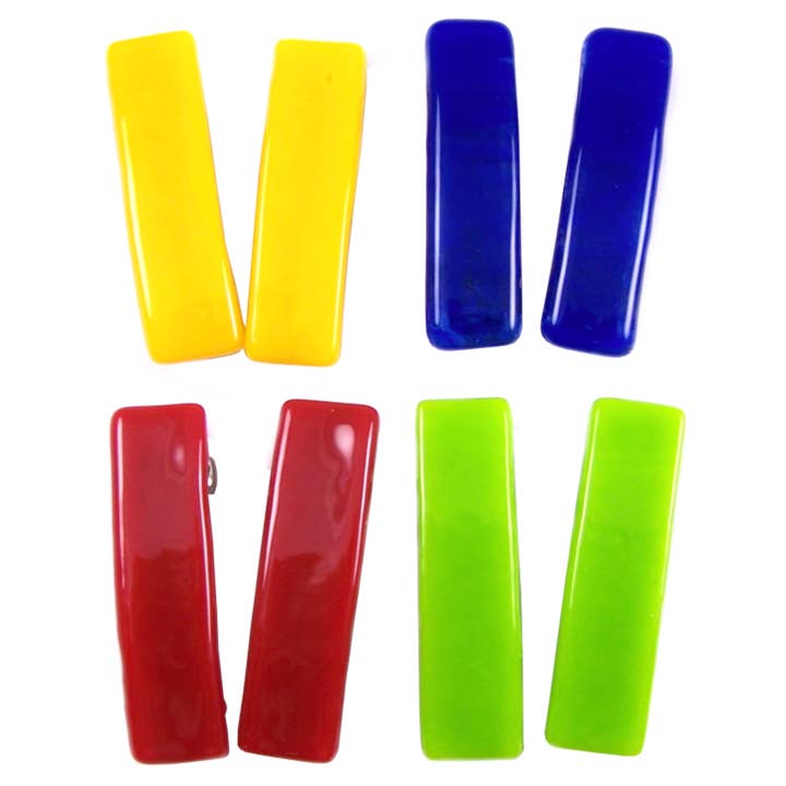 Children's Barrette Pairs Stained Glass Bright Solids Small for wholesale by Glass Town USA