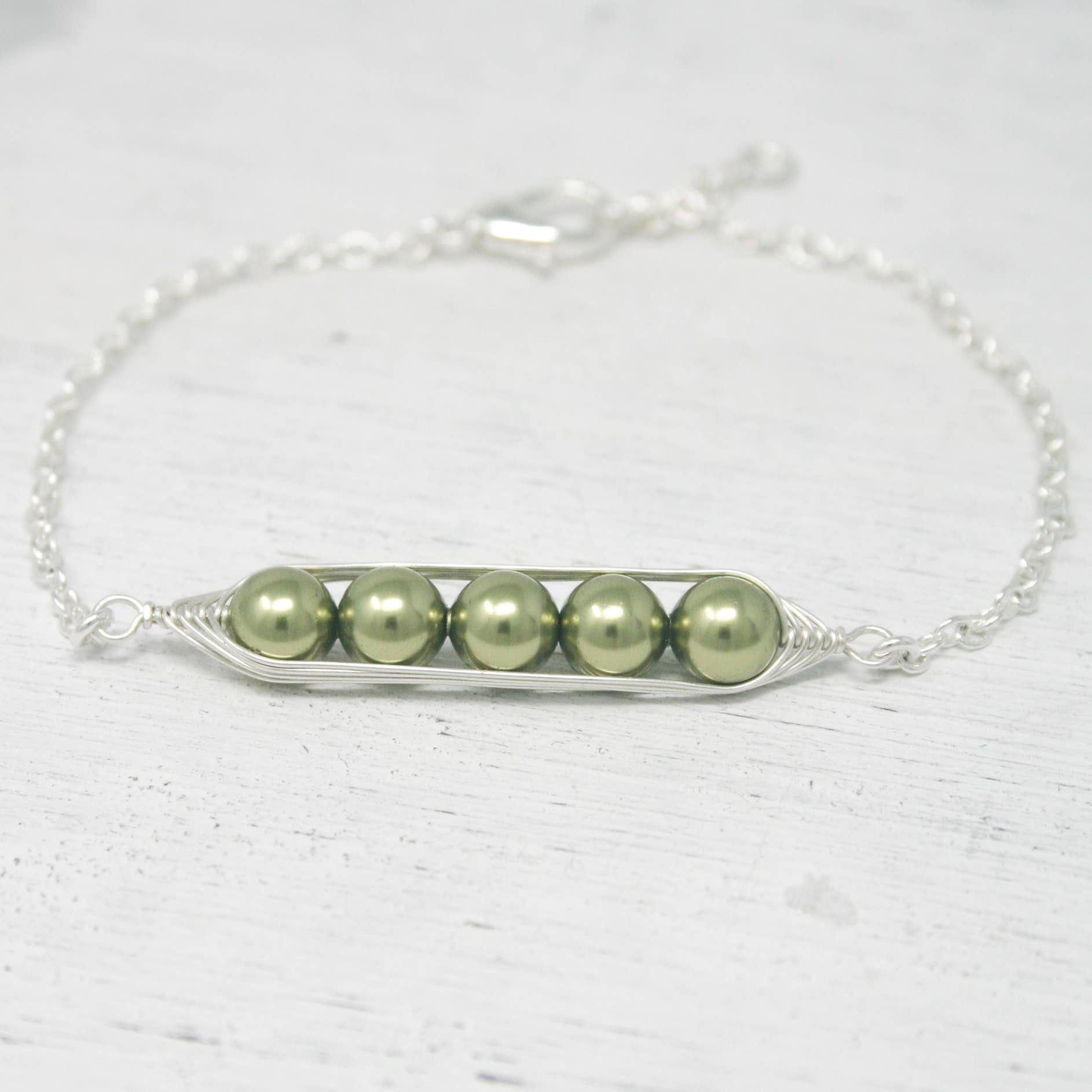 Rising Jewelry - Wholesale Schakelarmband - Erwten in een peul armband, Groene erwten.3