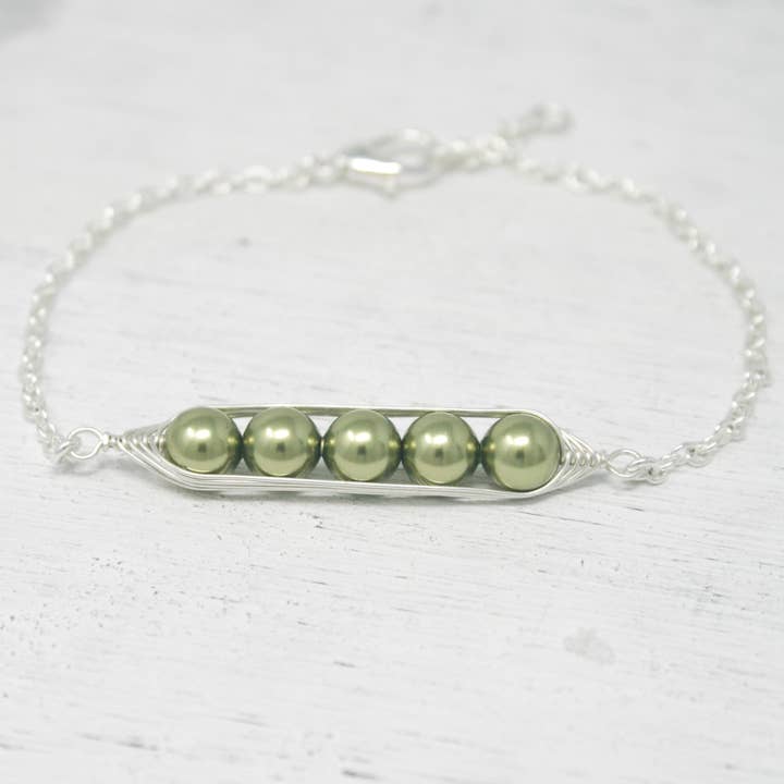 Rising Jewelry - Wholesale Schakelarmband - Erwten in een peul armband, Groene erwten.3