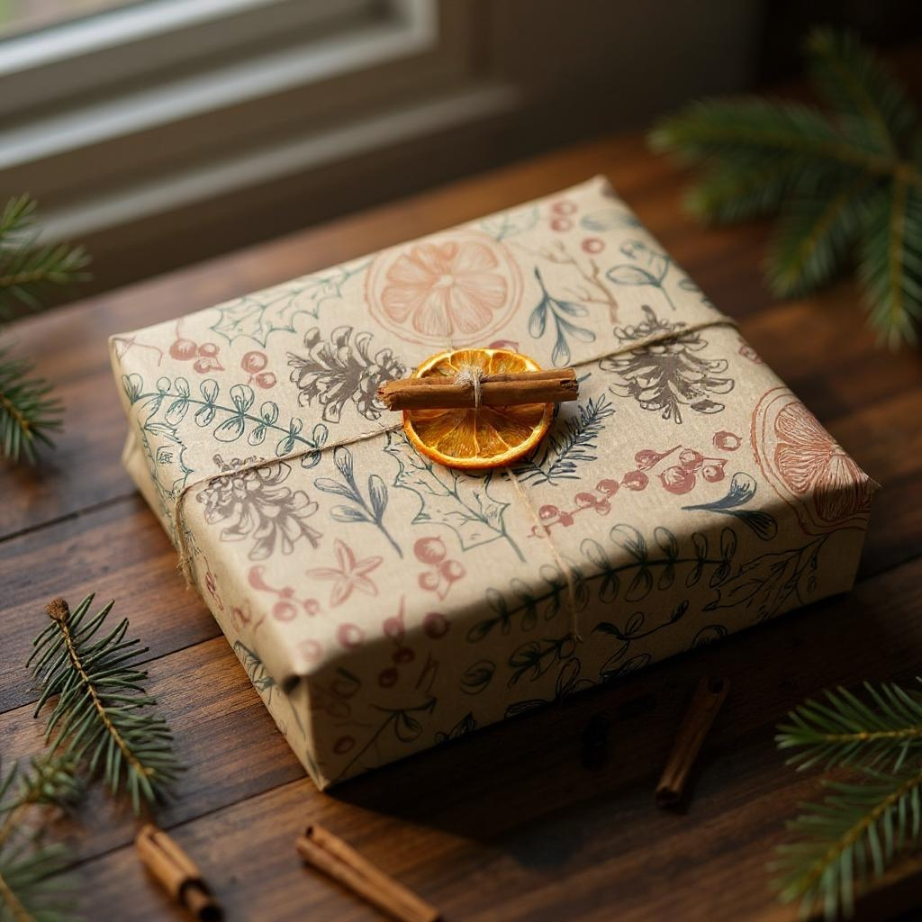 PlanetWrapIt - Wholesale Flat Wrap - Christmas Dried Oranges Recycled Kraft Gift Wrapping Paper 1