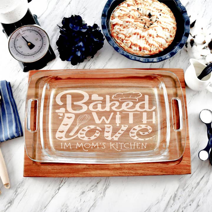 Hometown Engraving and Printing LLC – wholesale Baking dish – Baked with Love Personalized Casserole Dish Pyrex Baking