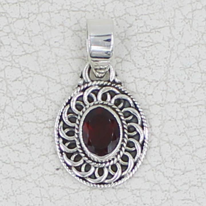 Garnet Sterling Silver Pendant for wholesale by Silvex Jewelry
