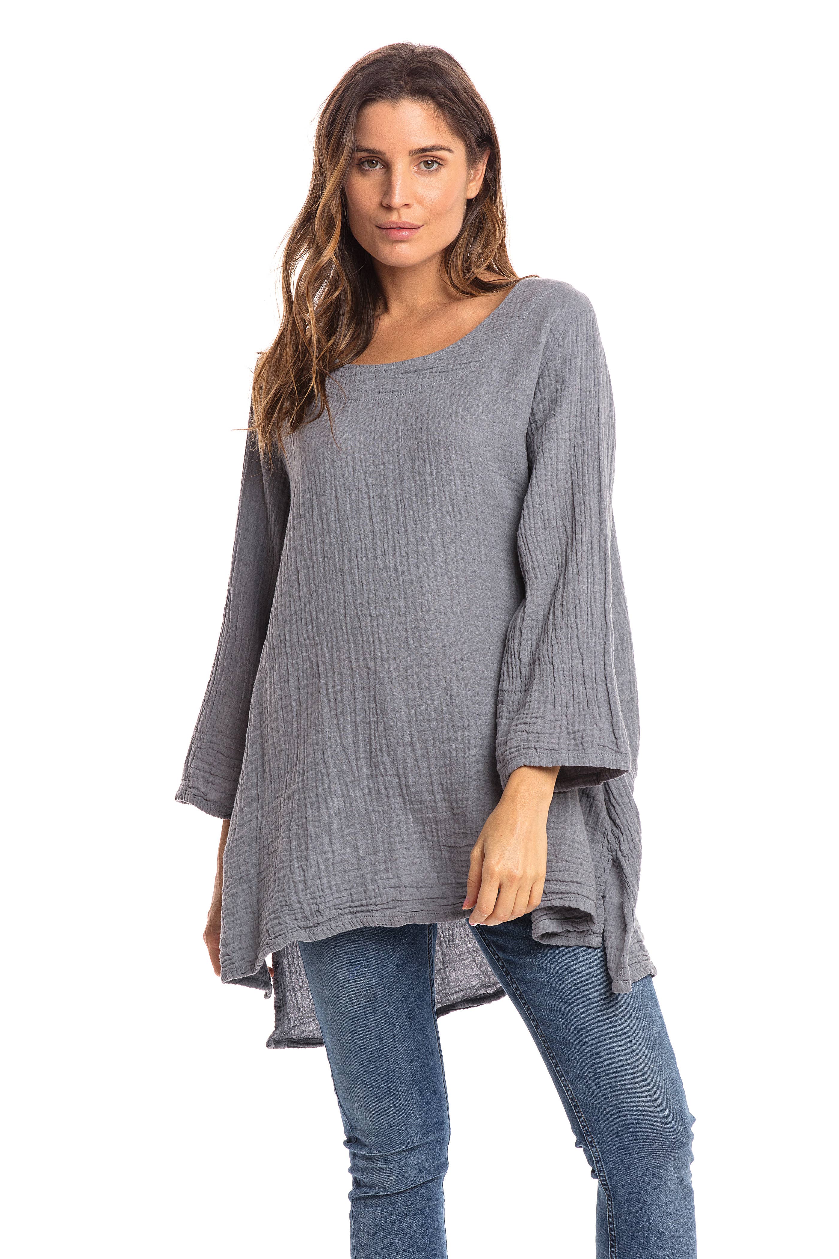 Nusantara Inc. - Wholesale Blouse - Women's - Thai Cotton Long Sleeve Tunic-03477 (S/M, L/X, XXL)9