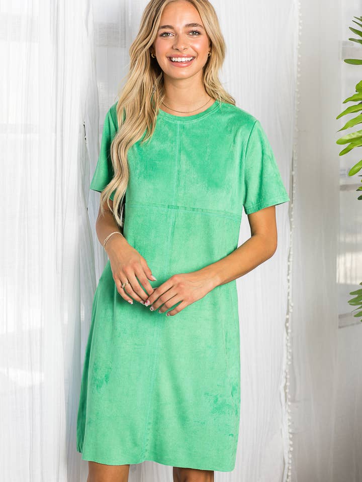 Audrey Stretch Rundhalset Kjole med Lommer for engroshandel hos Joh Apparel