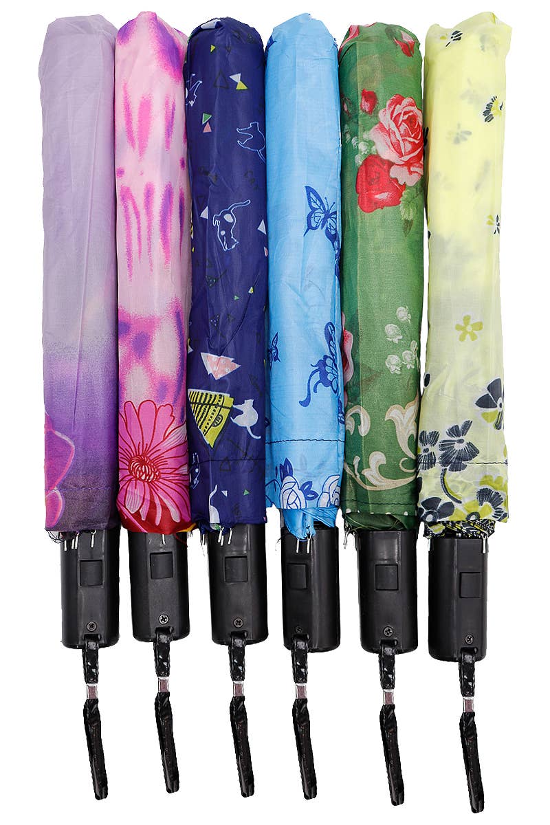 Cap Zone - Wholesale Umbrella - Women's - Floral Butterfly 8-Panel Bi-Fold Manual Umbrella1