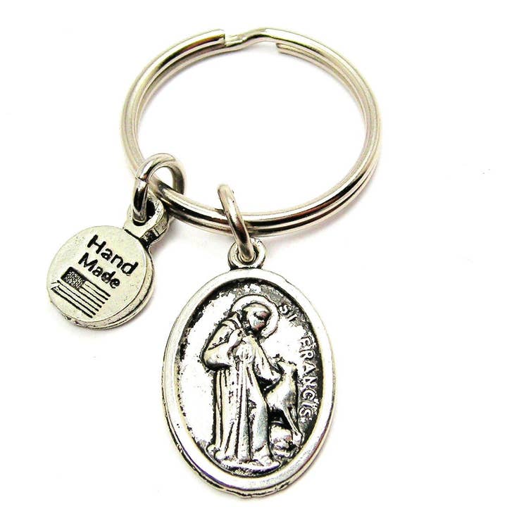 Saint Francis Key Chain for wholesale by Chubby Chico Charms