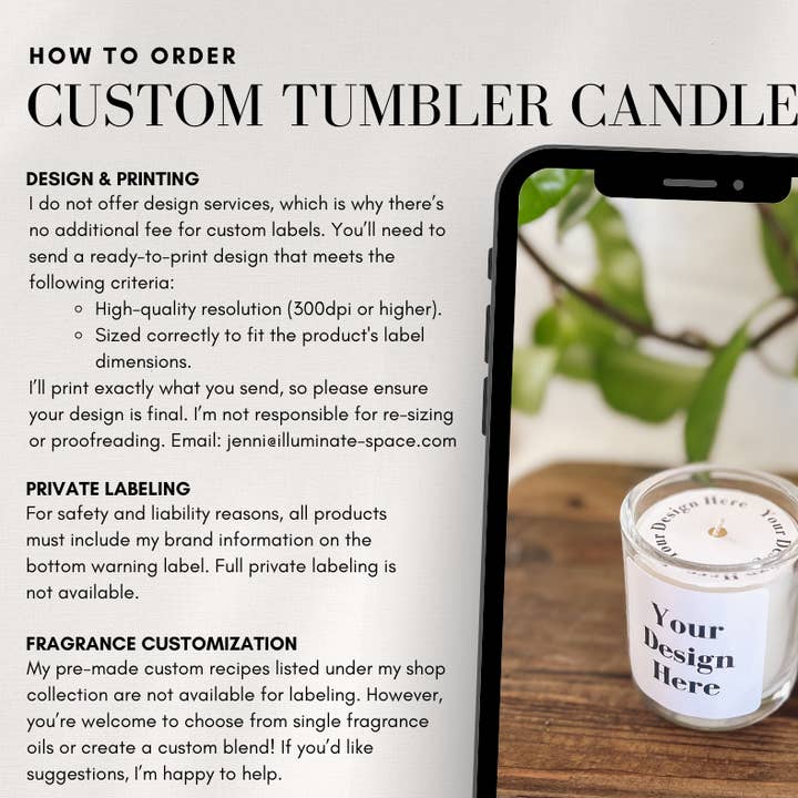 Illuminate Space - Wholesale Jar/Filled Candle - Custom Small Glass Tumbler Candle