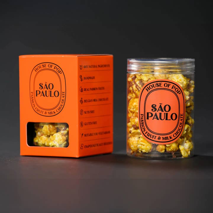 Sao Paulo Artisan Popcorn (Passion Fruit & Milk Chocolate) for wholesale by HOUSE OF POP