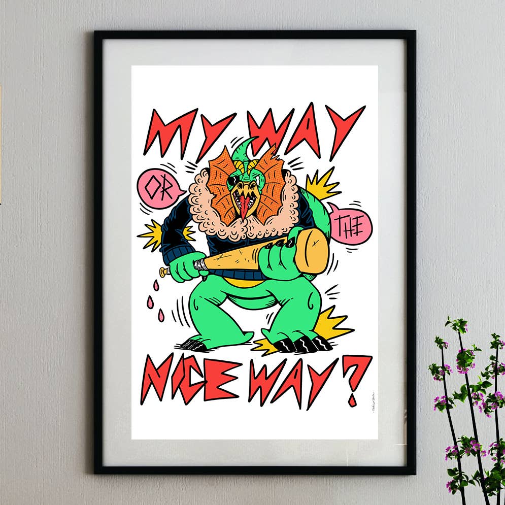 Florianosaure - Wholesale Art Print - My way or the nice way - Dinosaur print - 30x40cm0