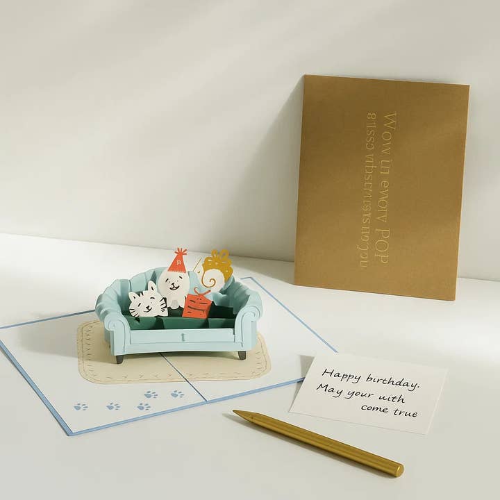 The Paper Mix - Wholesale Birthday Card - Party On Blue Coach POP UP GREETING CARD, 3D Pop Up Card2