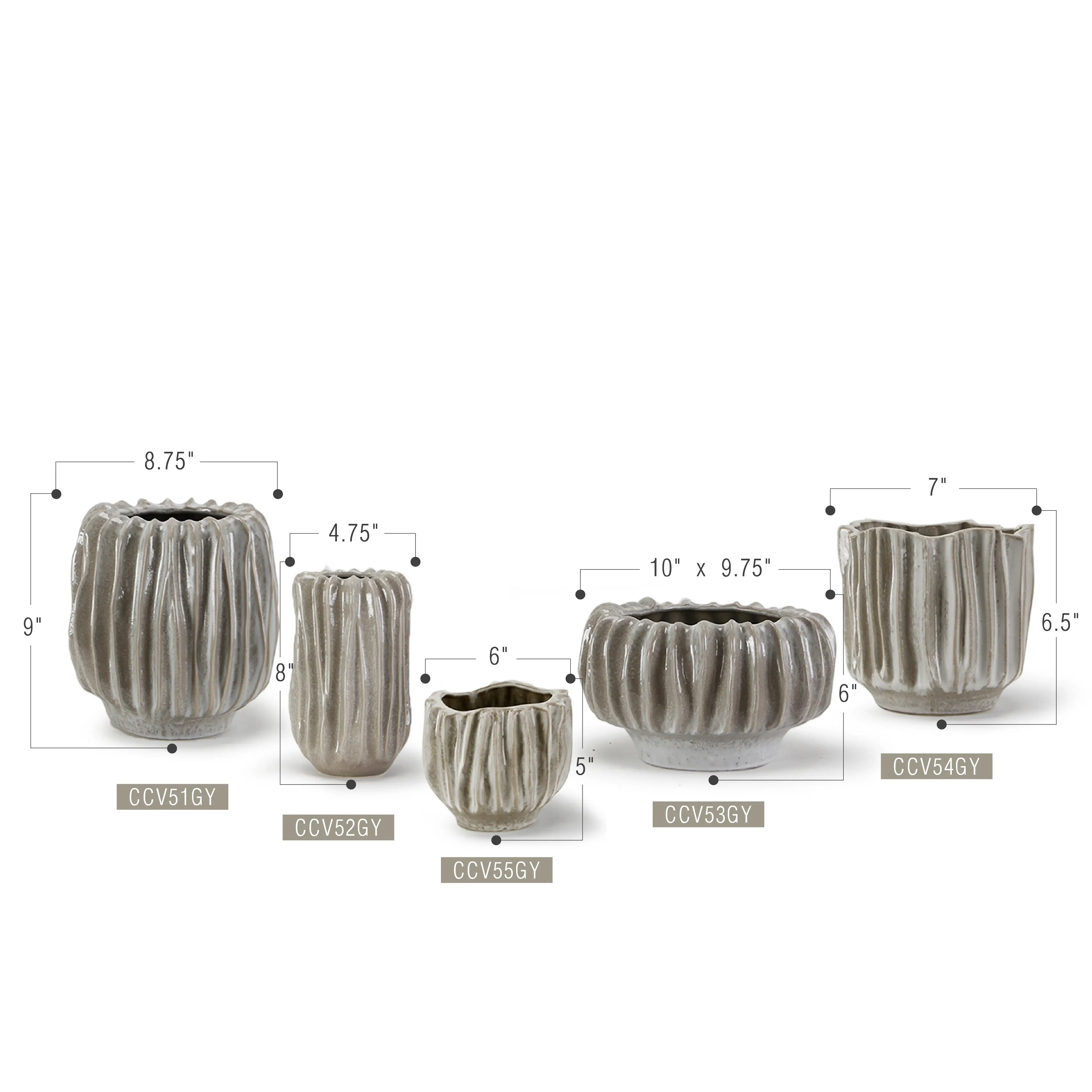 Galore Home - Wholesale Plant Pot - Rippled Haven Pots/Planters, Medium (H-6, D-10"x 9.75")3