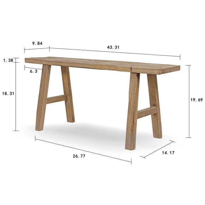 Lily's Living Inc. - Wholesale Bench - 43" Elmwood Bench Weathered Natural (upper width 10") (Copy)1