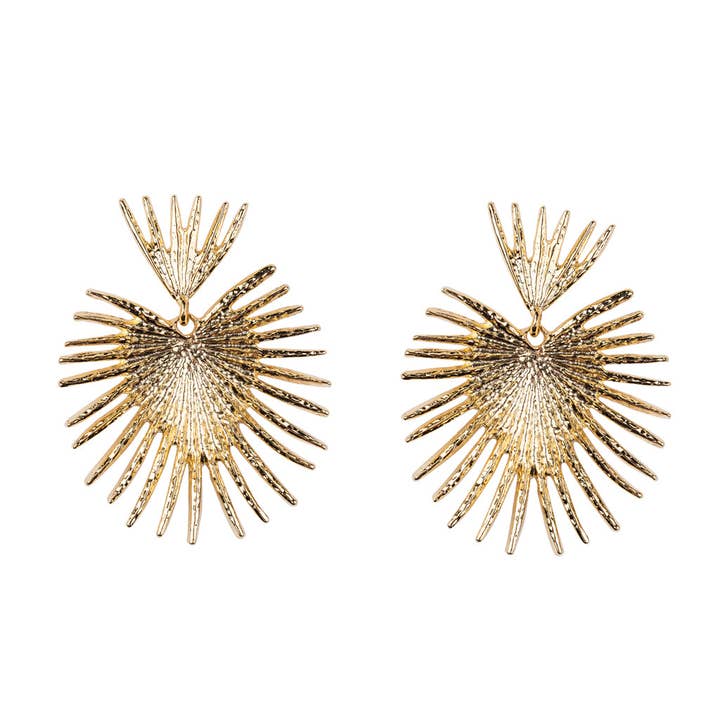 Boucles d'oreilles en forme de fan en or pour la vente par Kenneth Jay Lane
