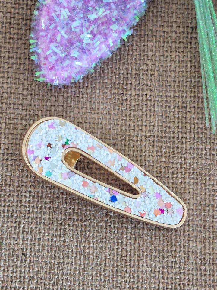 Gold Raindrop Hair Clip-Speckle Glitter Wholesale for wholesale by Dainty Delights Creations