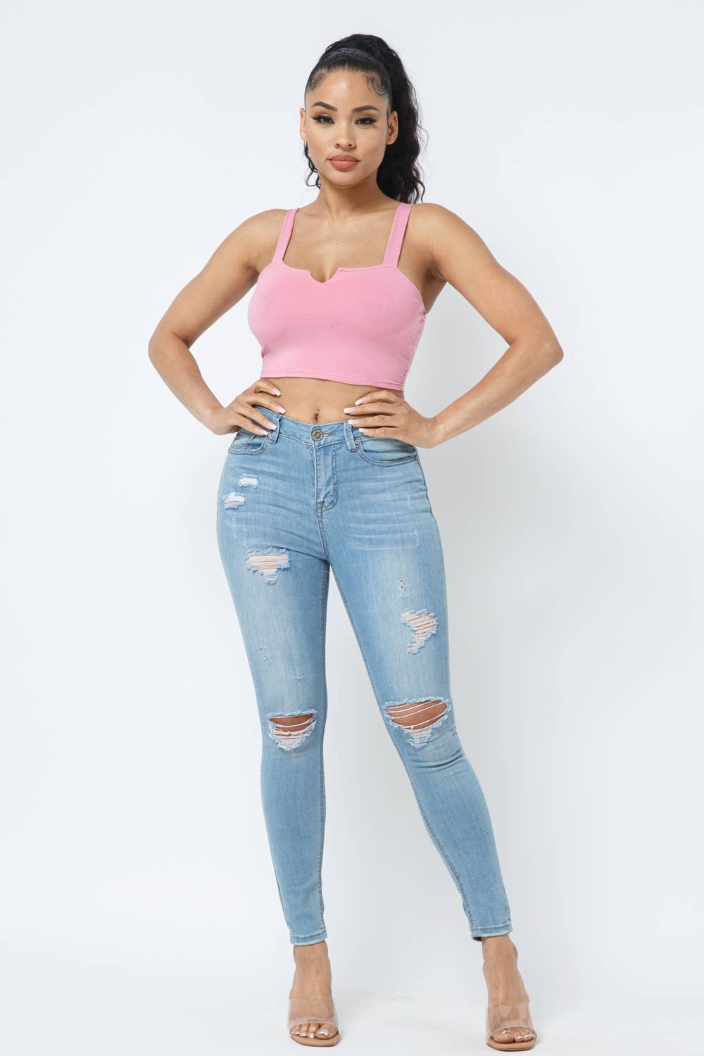 Julia by LoveJ - Wholesale Knit Top - Women's - V Cut Detail Sleeveless Crop Top4