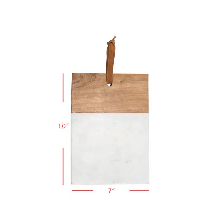 Foreside Home & Garden - Wholesale Cutting Board - White Small Square Marble and Wood Cutting Board4