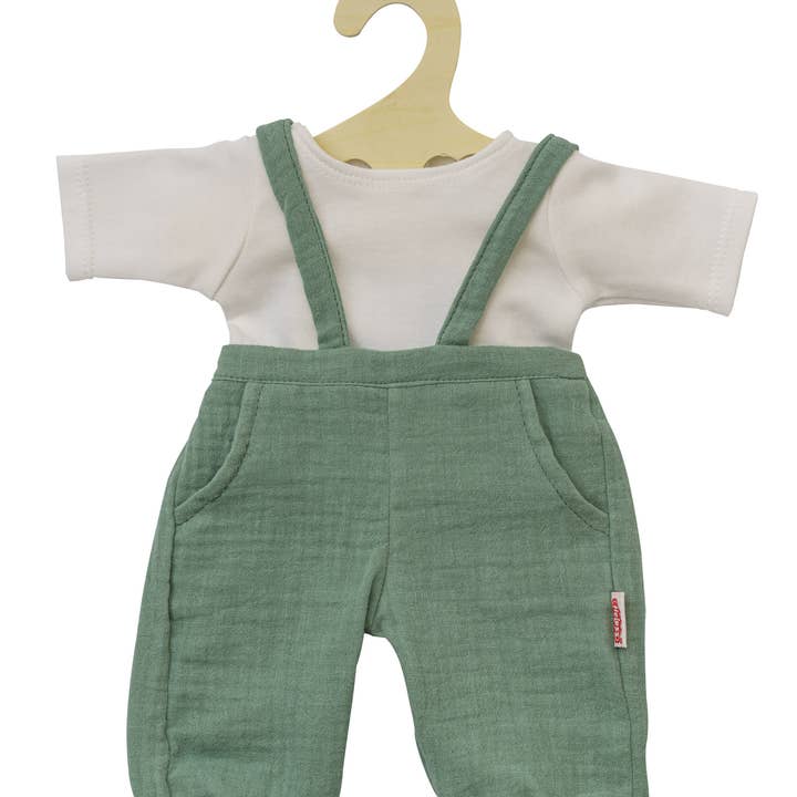 Ekologiska bomullsdockbyxor och tröja, salviagrön, 35-45 cm för wholesale av Heless