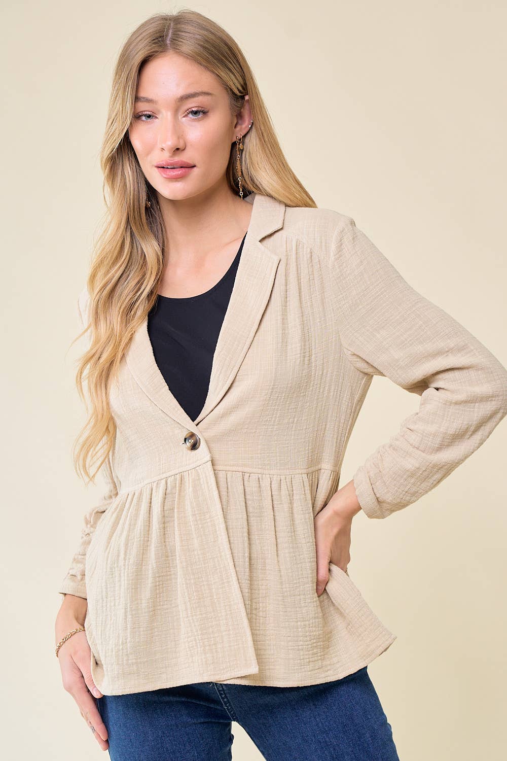 Doe and Rae – Engroshandel Blazer - Dame – SHIRRED GAZE BLAZER - 10374J14
