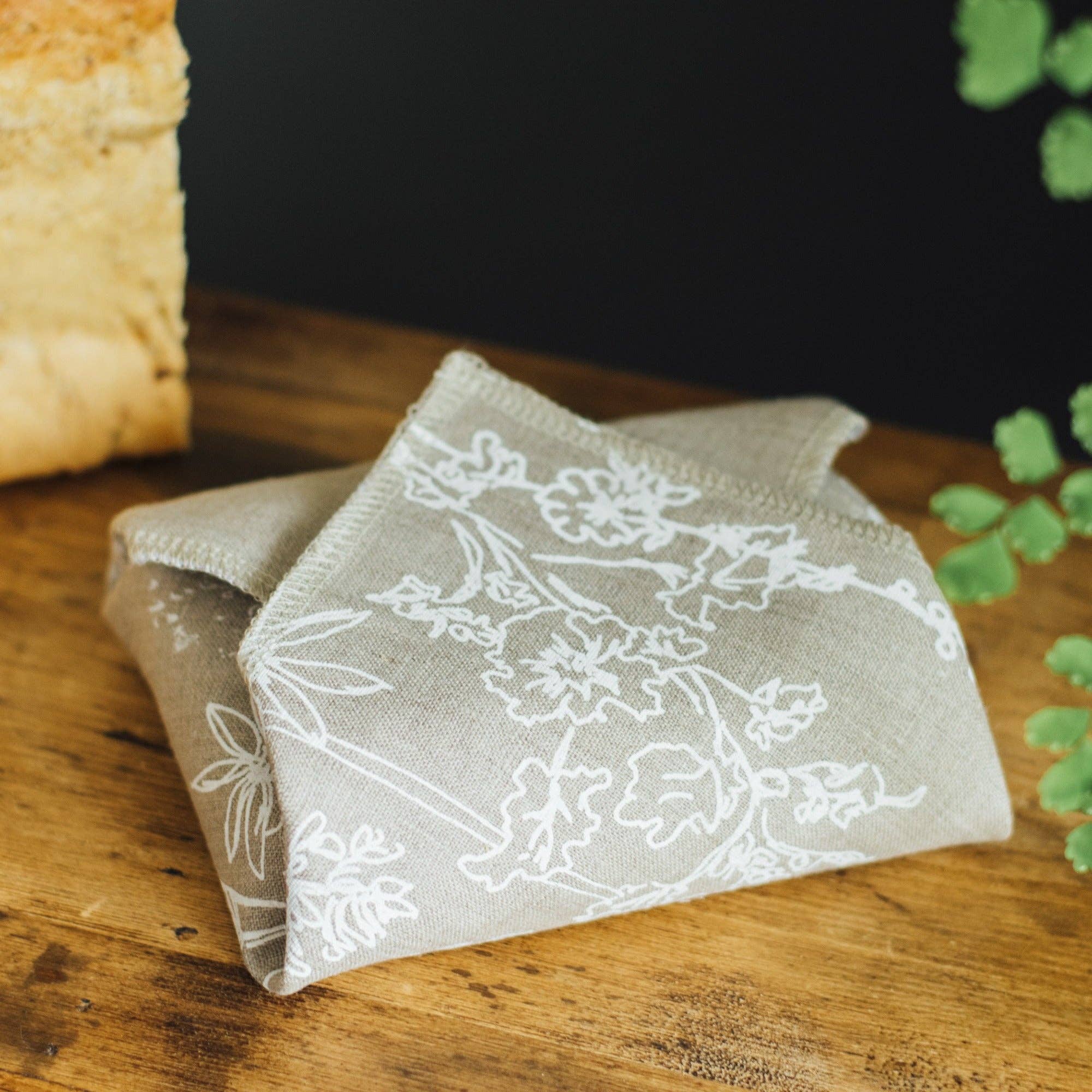 Helen Round - hand printed linen and bamboo wellness - Wholesale Food Storage Wrap/Bag - Reusable Linen Sandwich Wrap, Waterproof Food Wrap, Garden0