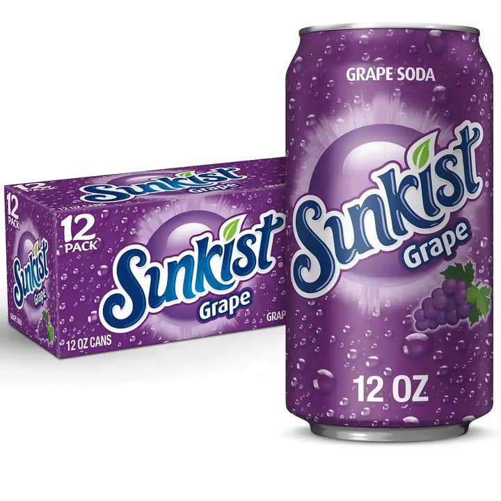 Echo Sales Canada - Wholesale Soda/Carbonated Drink - Sunkist Grape Soda, 12 fl oz cans, 12 pack