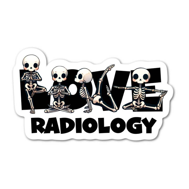 Skeletons Love Radiology Sticker for wholesale by Lyrical River Designs