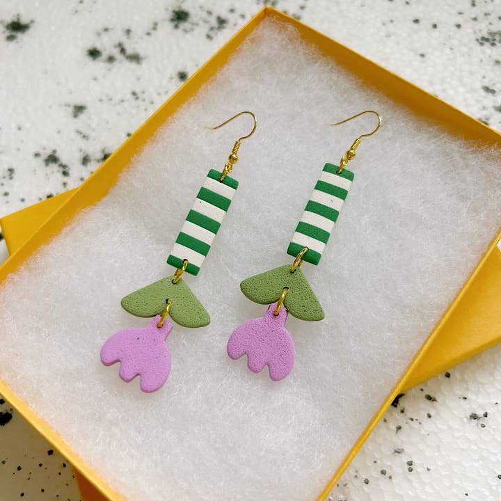 Lemon Lee Studio - Wholesale Dangle Earrings - Tulip Stripe Earrings2