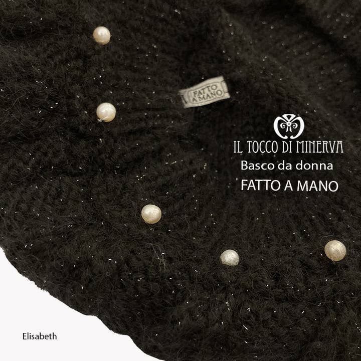 Black wool beret Elisabeth - Handmade for wholesale by Il Tocco di Minerva