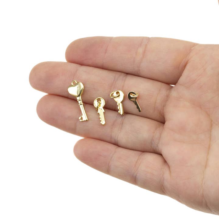 Jewel Pledge - Wholesale Individual Charm/Pendant - Gold Key Charm for Jewelry Making3