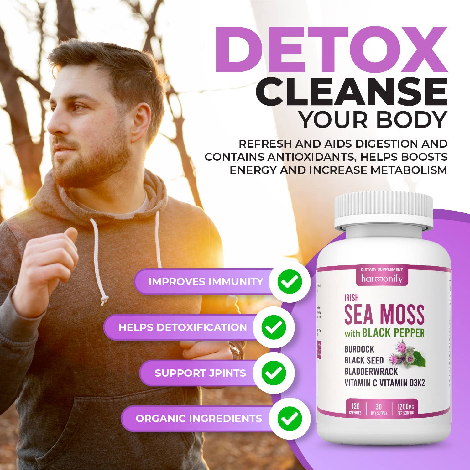 HARMONIFY - Wholesale Oral Supplement/Vitamin - Sea Moss Black Seed Burdock Bladderwrack Vitamin D3 & K2 4