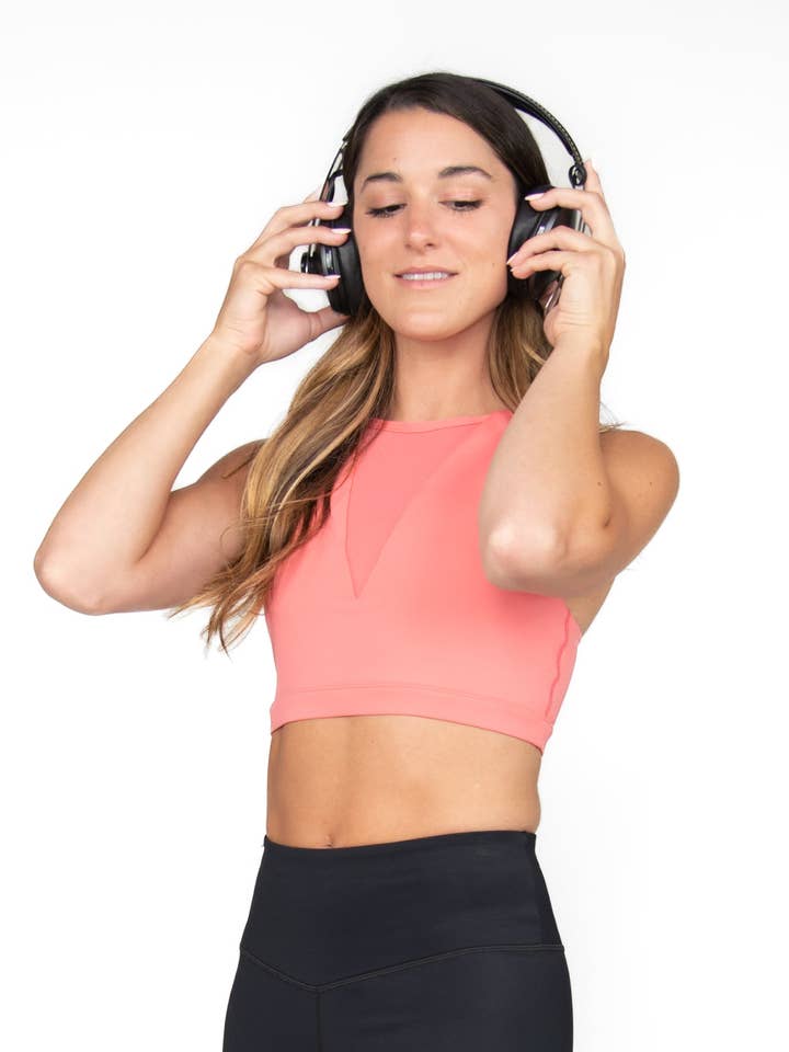 Body Wrappers – wholesale Sportöverdel – Dam – Kort V BH W/Powermesh infoga tillbaka ficka-CZJ001