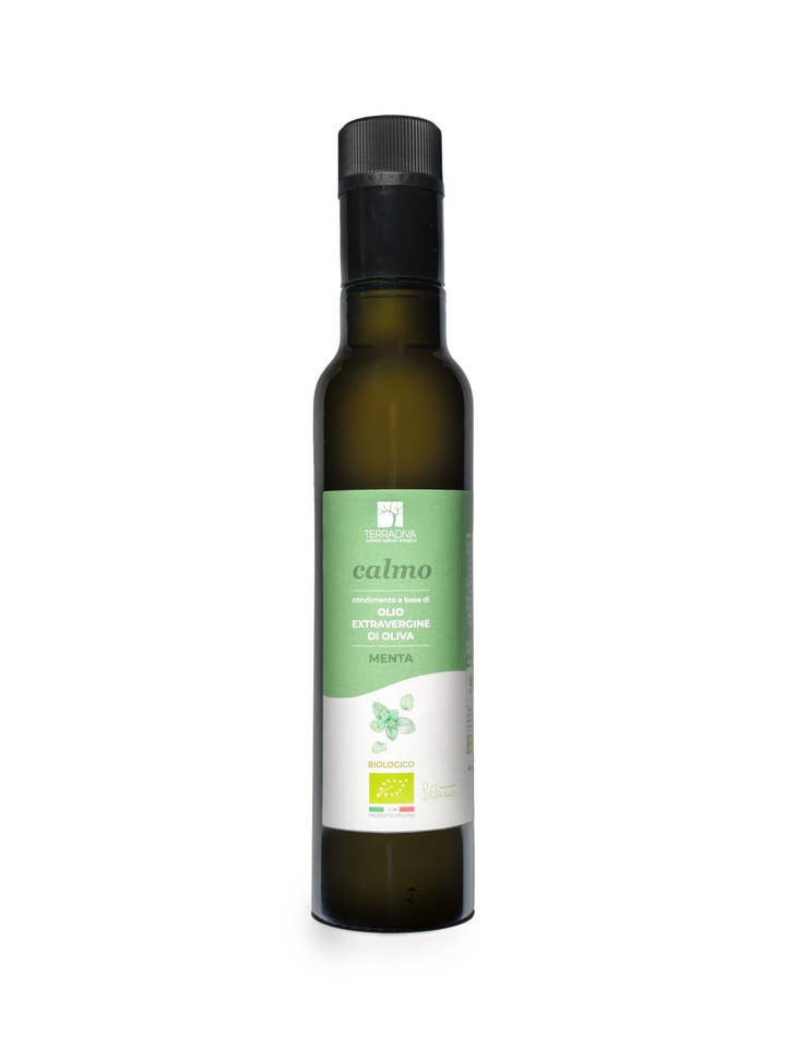 CALM - organic extra virgin olive oil with mint - dressing for wholesale by Terradiva Azienda Agricola Biologica