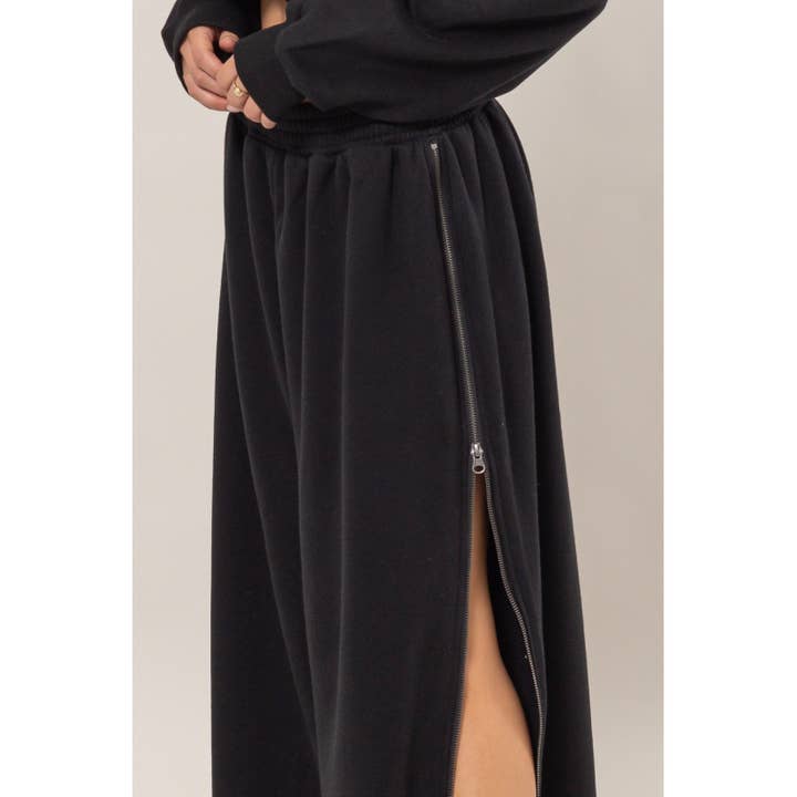 HYFVE - Wholesale Lounge Sweatpants/Joggers - Women's - DZ24A443-Wide-Leg Side Zipper Sweatpant