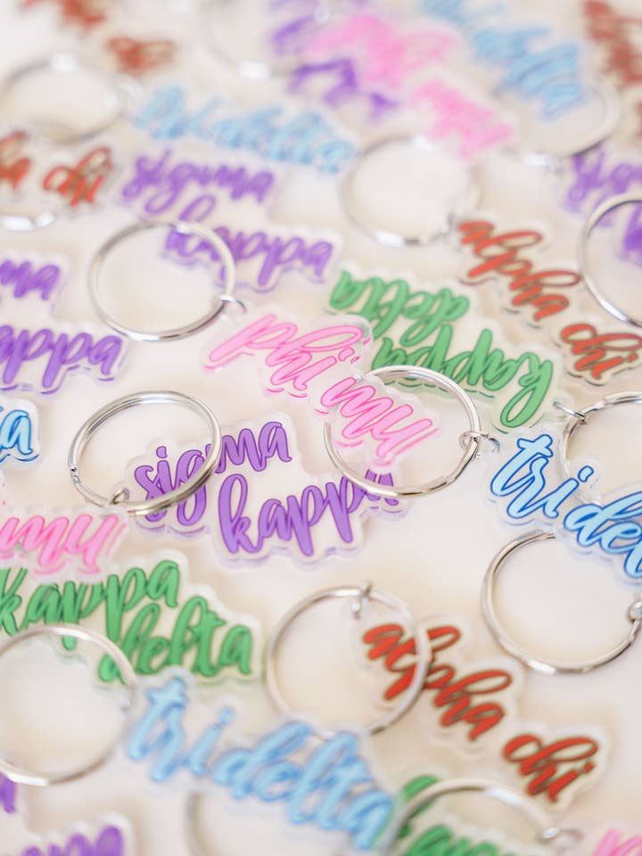 Sorority Acrylic Key Ring for wholesale by Rush: Greek Gifts