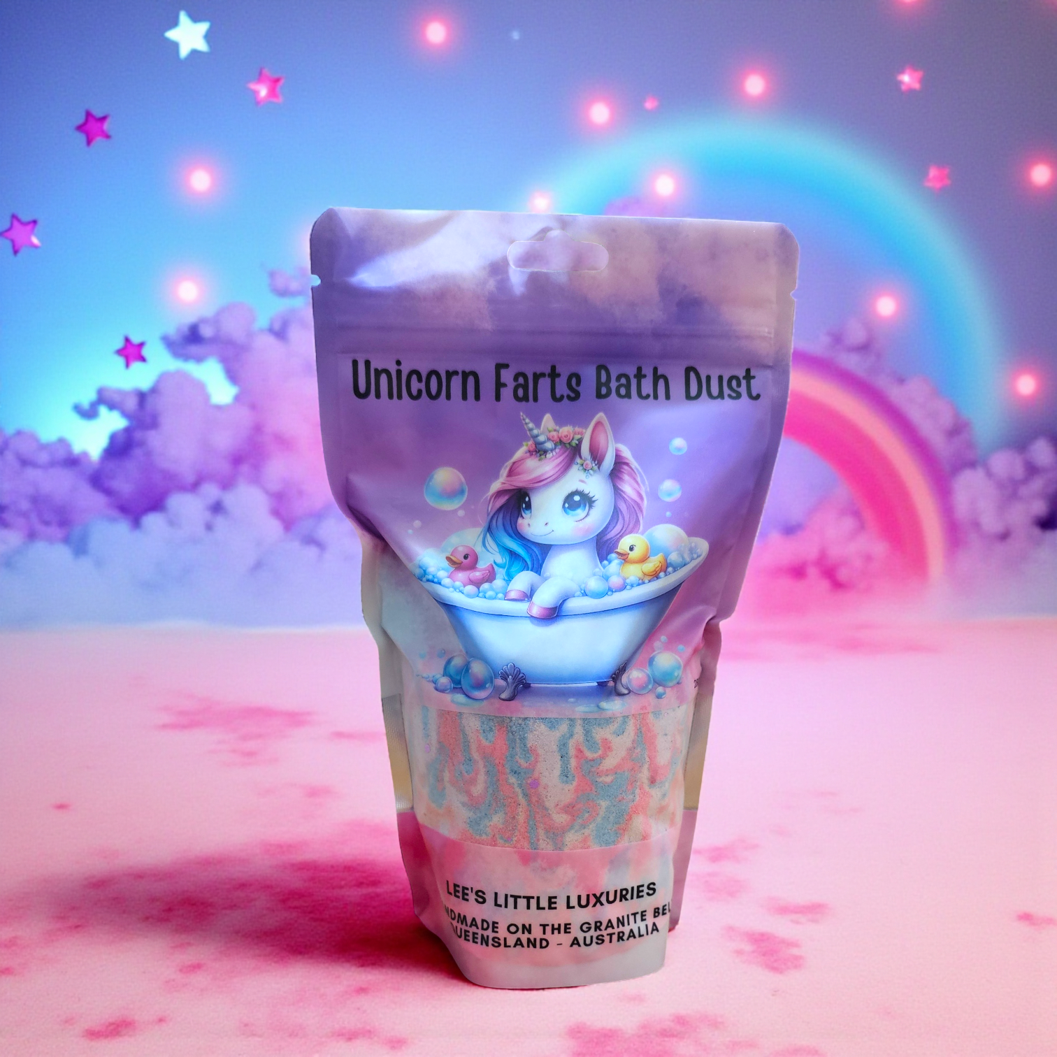 Lee's Little Luxuries - Wholesale Bath soak/milk - Unicorn Farts Bath Dust - Enriched With Cocoa Butter2