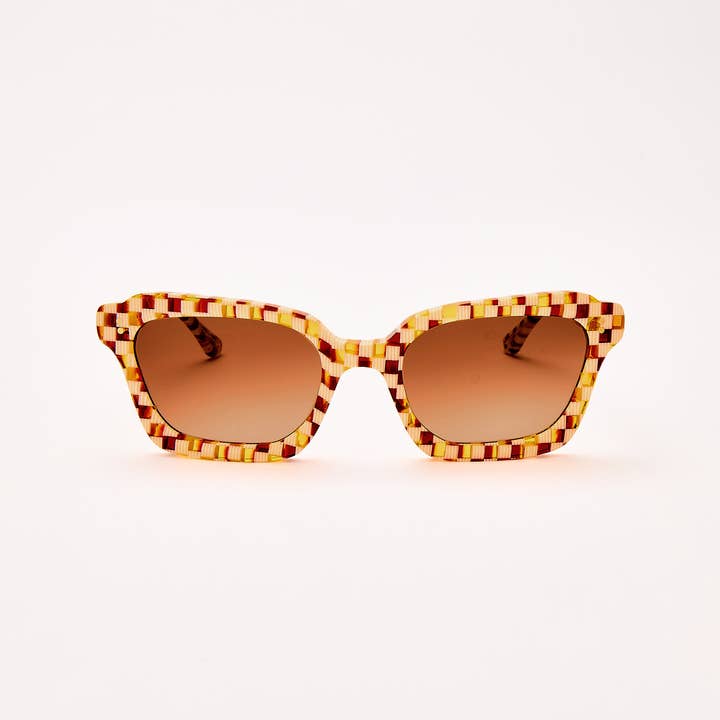 SARDINE - Wholesale Sunglasses – Women's - SARDINE - Demi - Toasted Moxie Checkered Square Sunglasses0