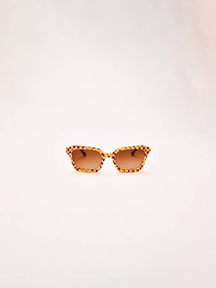 SARDINE - Demi - Toasted Moxie Checkered Square Sunglasses for wholesale by SARDINE