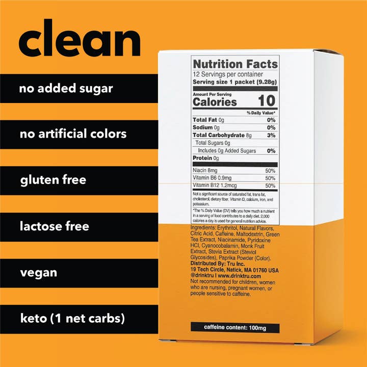 Tru - Wholesale Powdered Health Drink - Tru Energy Powdered Drink Mix, Mango (Pack of 12)1