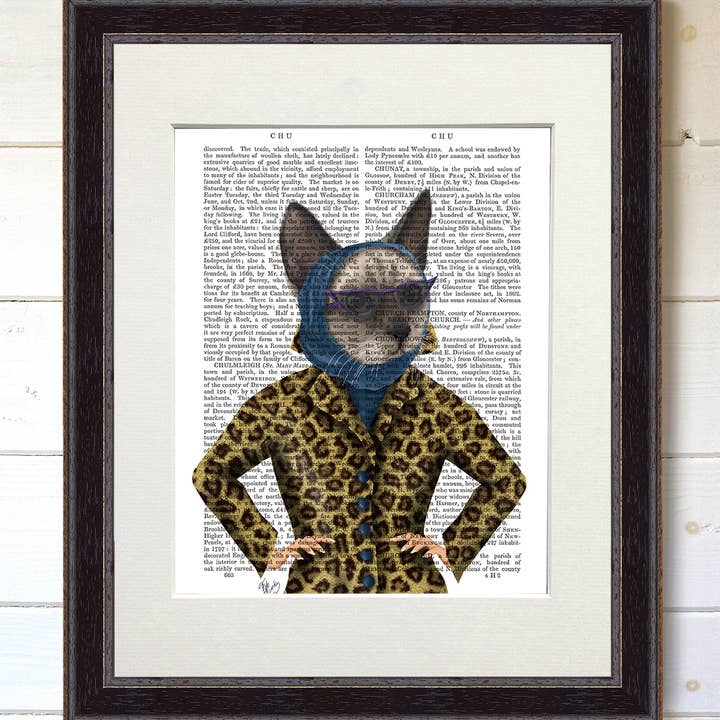 FabFunky Ltd – Engroshandel Kunsttryk – Kat med Leopard Jakke, kattebog print/Art Print