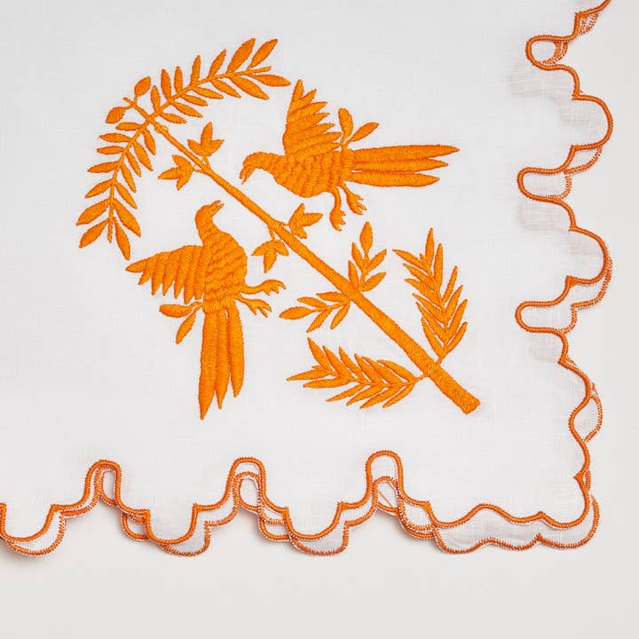 Orange Bird Napkin for wholesale by Haute Home Linens