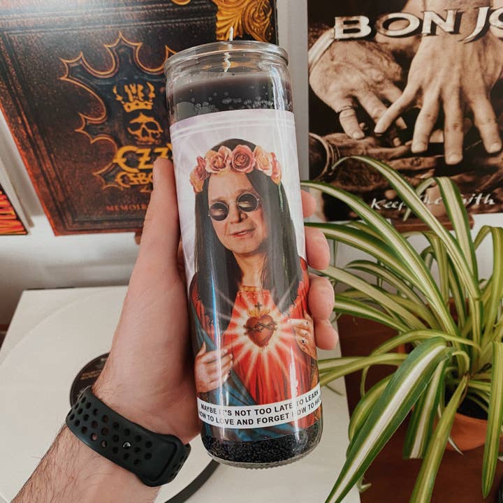 Ain't Saint – wholesale Votive candle – Saint Ozzy Osbourne Prayer Candle3