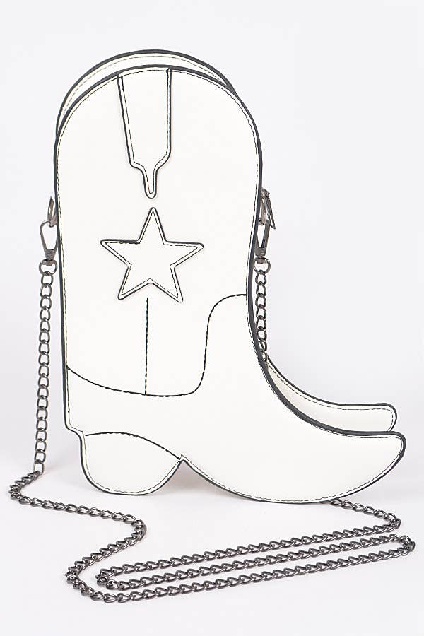 Vit Cowboy Boots Crossbody kedjeväska för wholesale på Faire0