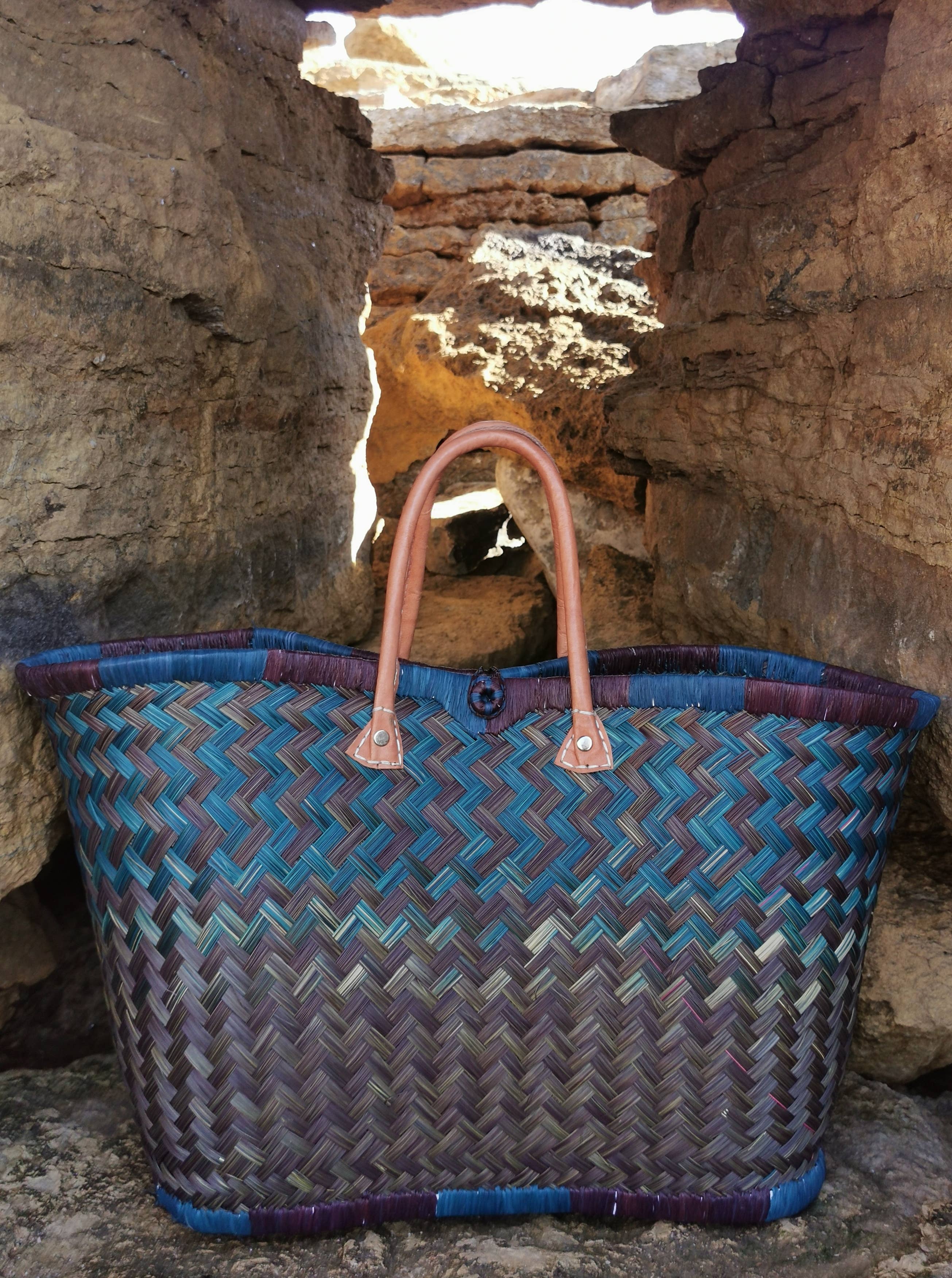 Nature et Fibre – wholesale Livsmedels-/Shoppingväska – Stor färgglad handvävd korg av halm, shoppingväska3