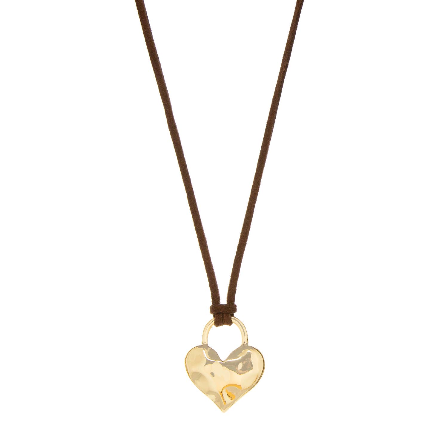 Marlyn Schiff - Wholesale Pendant/Charm Necklace - textured puffy heart suede adjustable necklace3