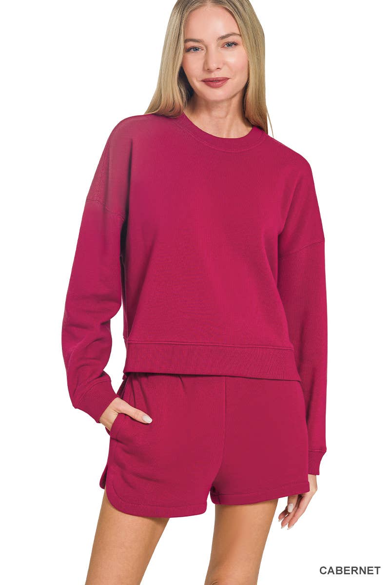 Vanilla Monkey – Engroshandel Loungesæt - Dame – Fleece langærmet sweatshirt og shorts sæt8