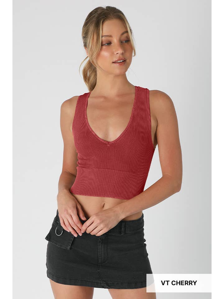 NIKIBIKI - Wholesale Knit Top - Women's - NS8192 - Vintage Plunge V-Neck Seamless Crop Top18